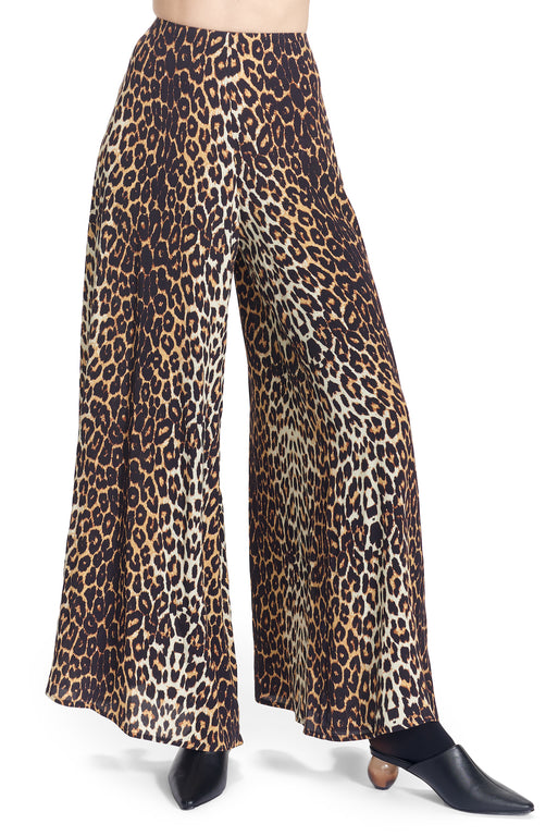 Plus Size Navy Blue Animal Print Wide Leg Beach Trousers | Yours Clothing