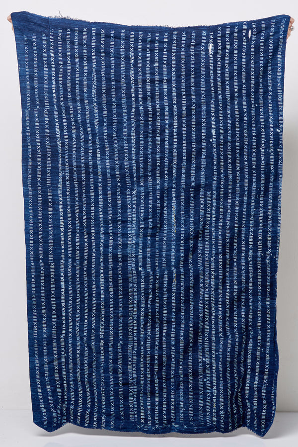 Vintage Indigo Shibori Criss Cross Dyed Textile