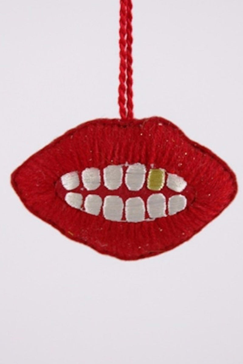 Embroidered Lips Ornament